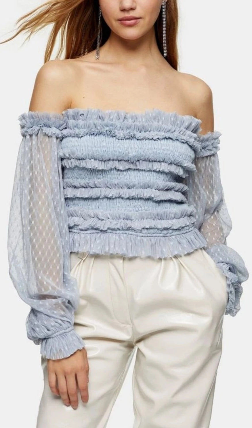 Rolf Top in Blue Polka.-lace and beads-UK 6-Urbanheer