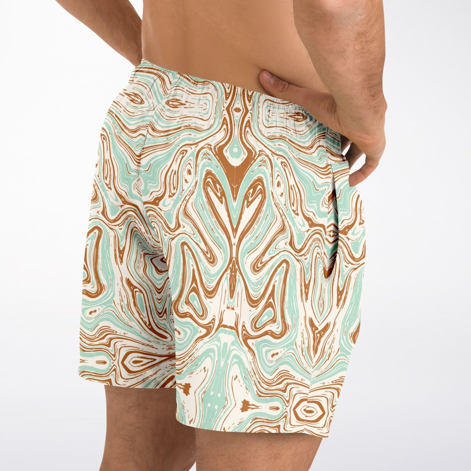 Caramel Marble 5.5" Men Swim Shorts-Subliminator-XS-Urbanheer