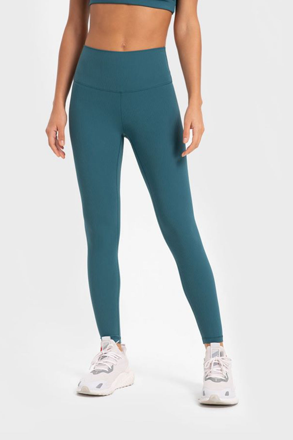 Highly Stretchy Wide Waistband Yoga Leggings-Street 360-Teal-4-Urbanheer