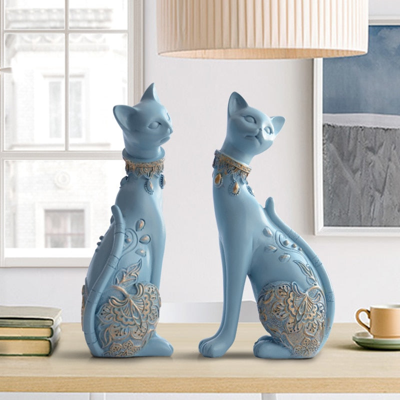 Figurine Decorative Resin Cat Statue-Decor-Ze BlakHom-Sky blue-Urbanheer