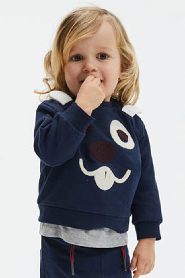 Ubs2 Baby Boy'S Navy Blue Cotton Fleece Sweatshirt.-UBS2-Urbanheer