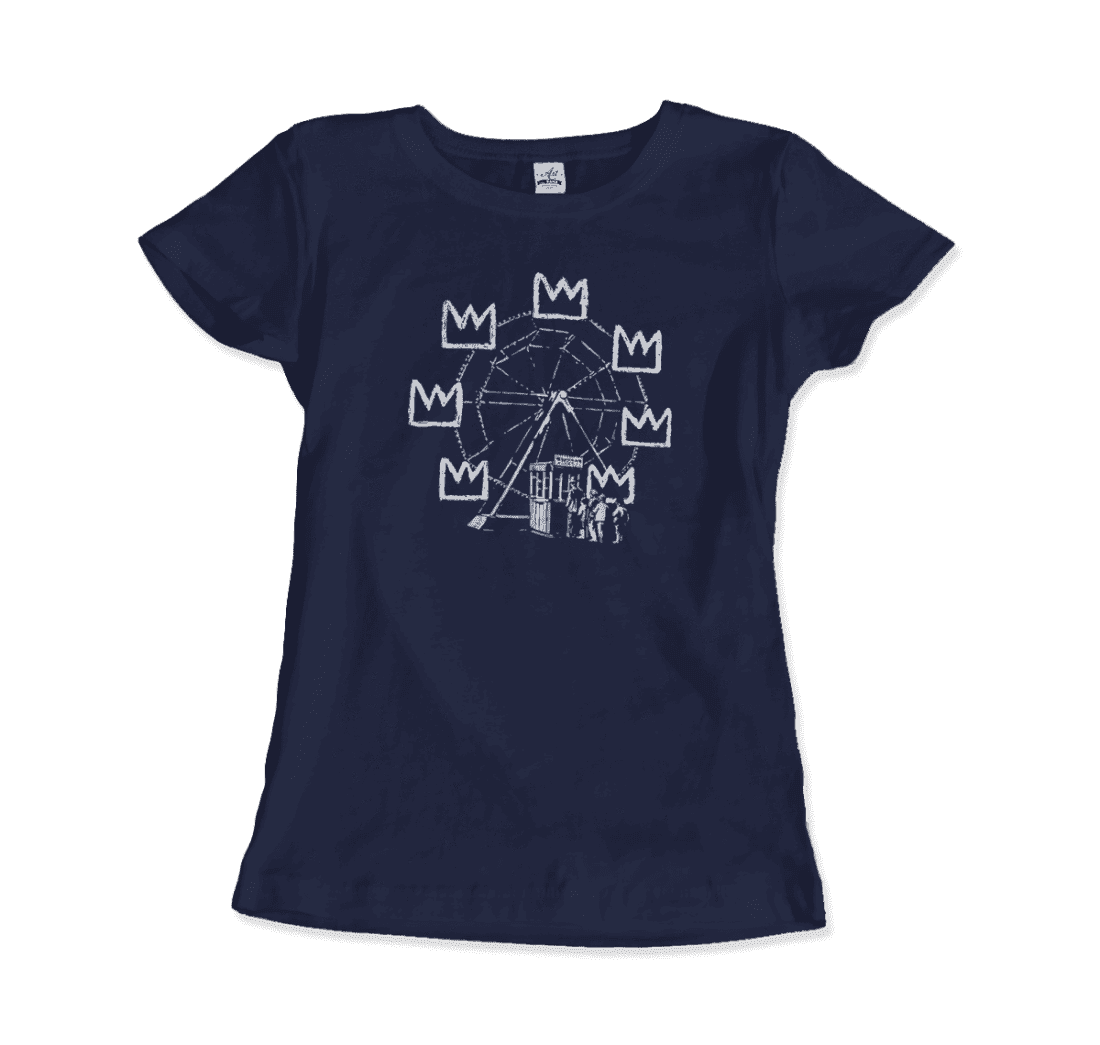 Banksy Ferris Wheel Artwork T-Shirt-Shoes - Women-Art-O-Rama Shop-Men (Unisex)-Navy-S-Urbanheer