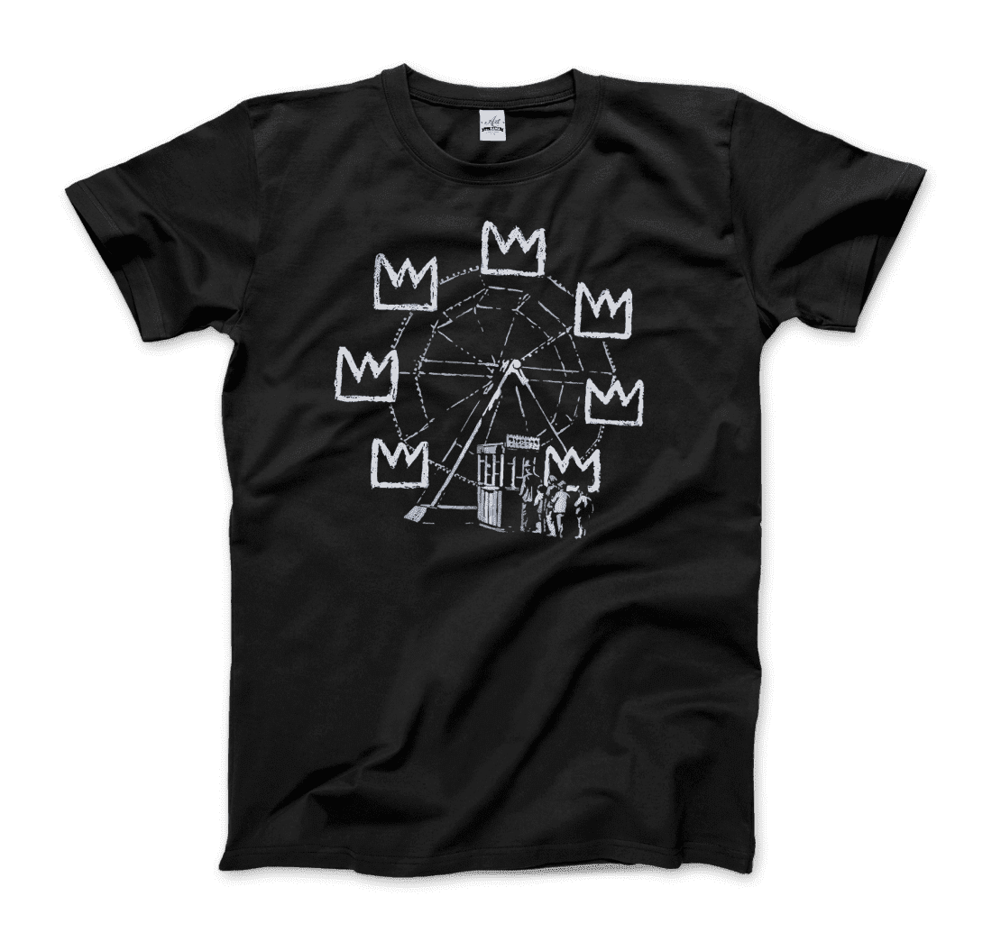 Banksy Ferris Wheel Artwork T-Shirt-Shoes - Women-Art-O-Rama Shop-Men (Unisex)-Black-S-Urbanheer