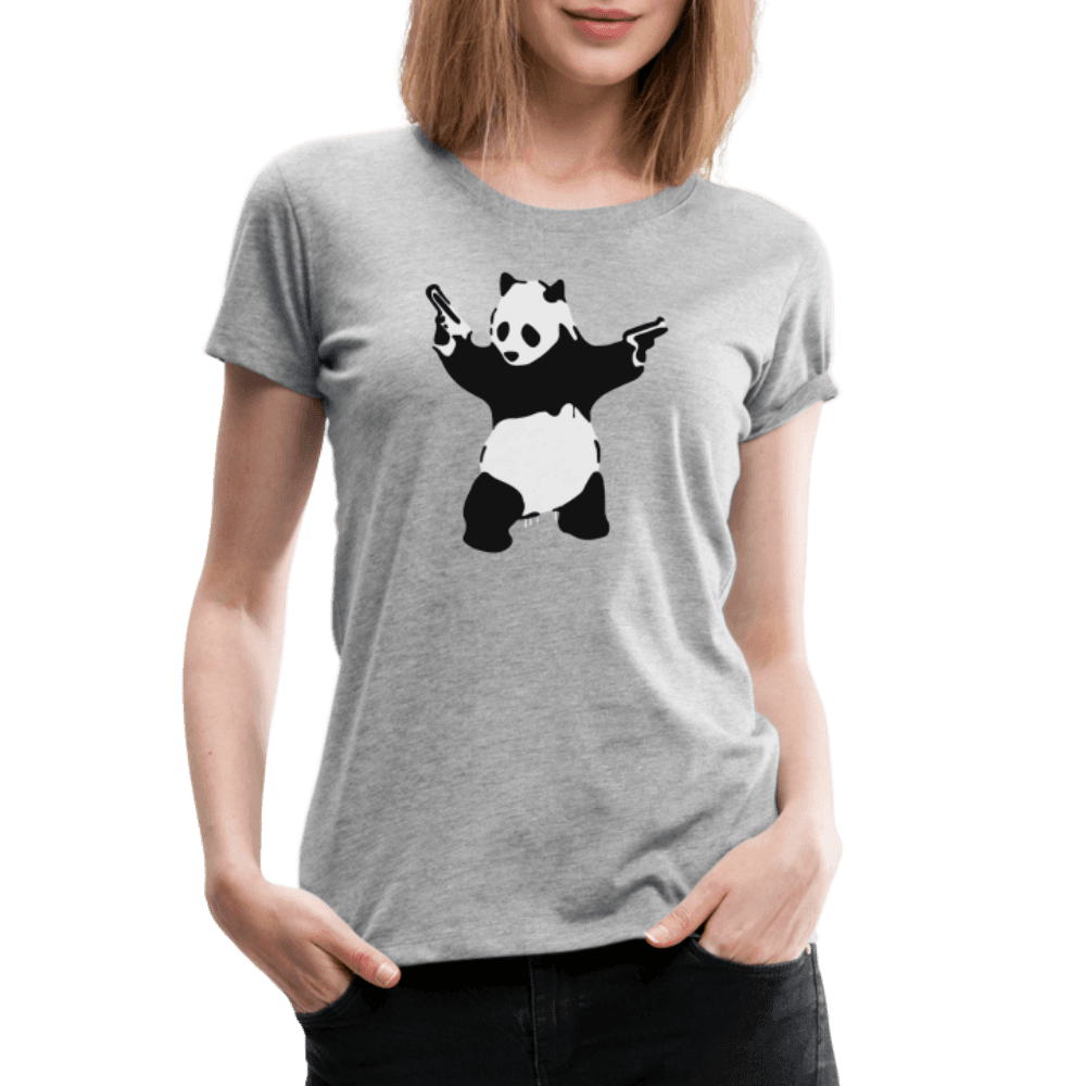 Banksy Pandamonium Armed Panda Artwork T-Shirt-Art-O-Rama Shop-Men (Unisex)-Heather Grey-S-Urbanheer