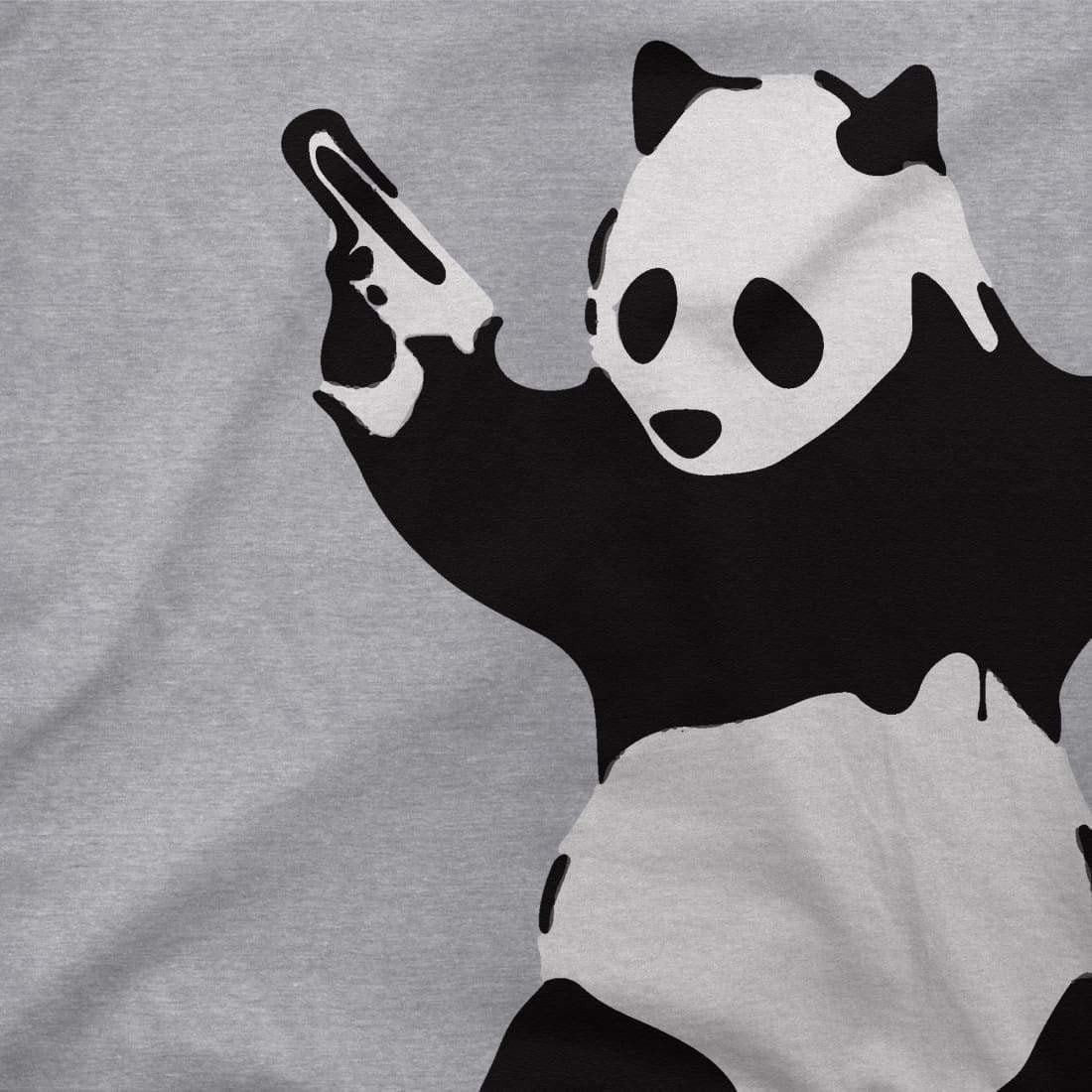 Banksy Pandamonium Armed Panda Artwork T-Shirt-Art-O-Rama Shop-Men (Unisex)-Heather Grey-S-Urbanheer