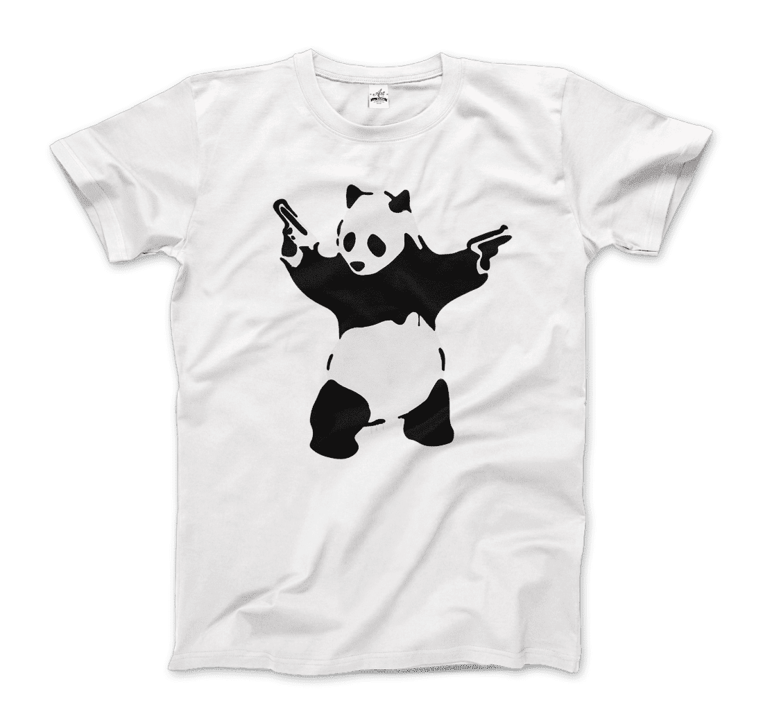 Banksy Pandamonium Armed Panda Artwork T-Shirt-Art-O-Rama Shop-Men (Unisex)-Heather Grey-S-Urbanheer