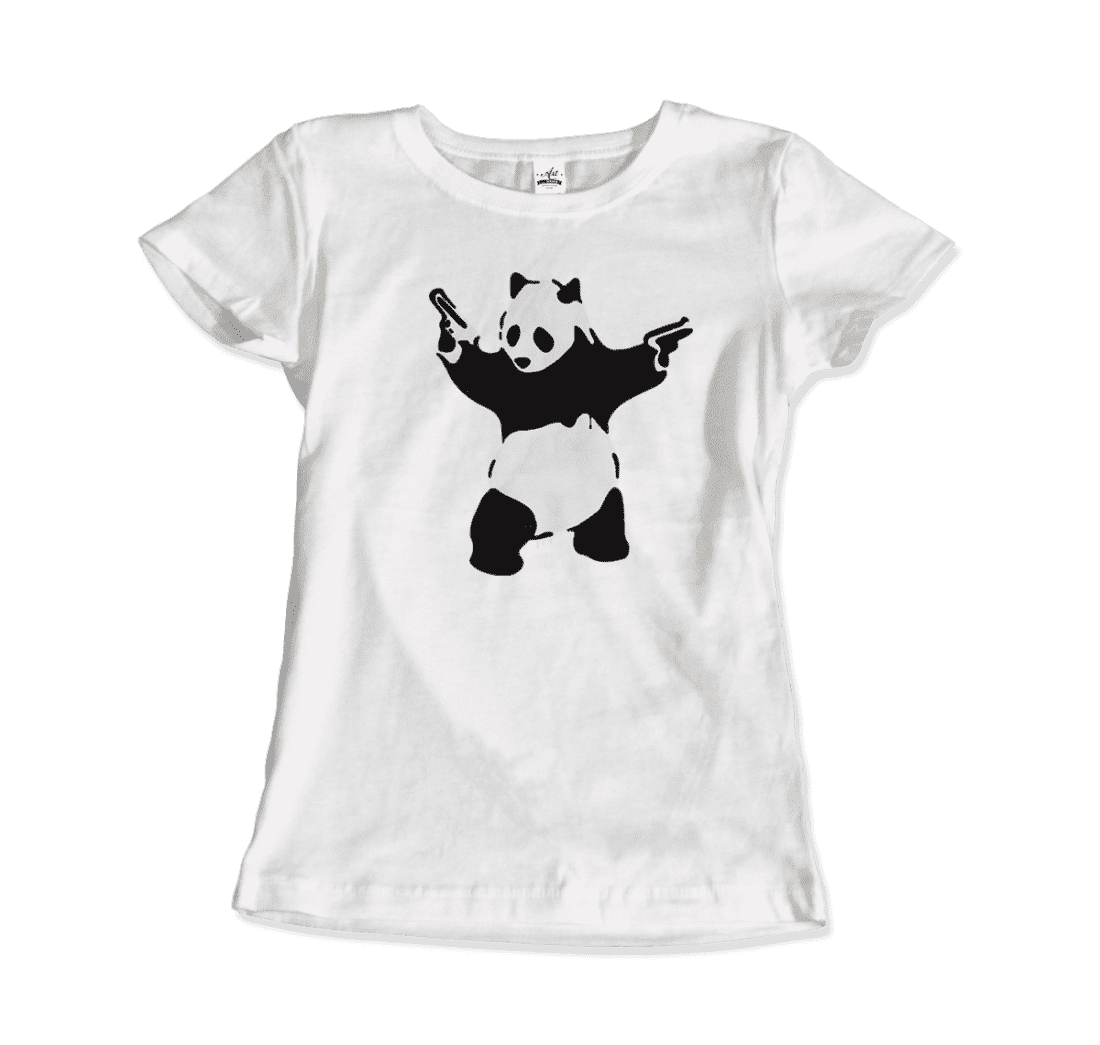 Banksy Pandamonium Armed Panda Artwork T-Shirt-Art-O-Rama Shop-Men (Unisex)-White-S-Urbanheer