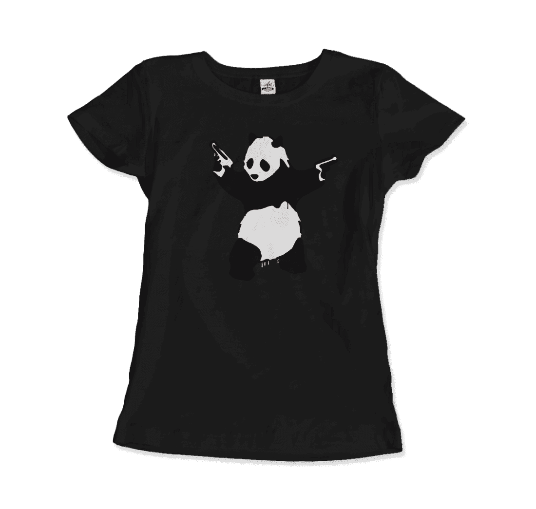 Banksy Pandamonium Armed Panda Artwork T-Shirt-Art-O-Rama Shop-Men (Unisex)-Charcoal-S-Urbanheer
