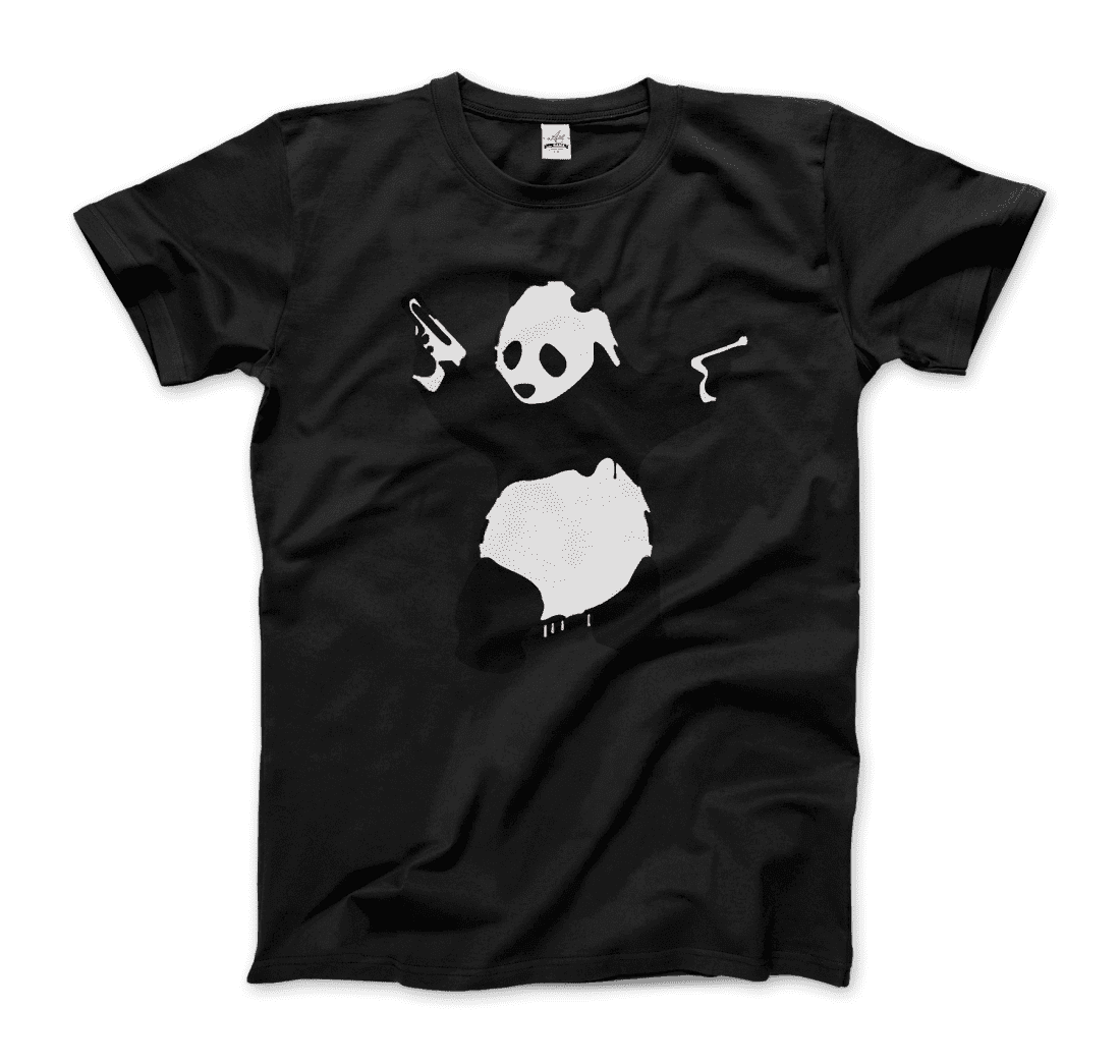 Banksy Pandamonium Armed Panda Artwork T-Shirt-Art-O-Rama Shop-Men (Unisex)-Navy-S-Urbanheer