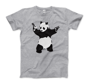 Banksy Pandamonium Armed Panda Artwork T-Shirt-Art-O-Rama Shop-Men (Unisex)-Heather Grey-S-Urbanheer