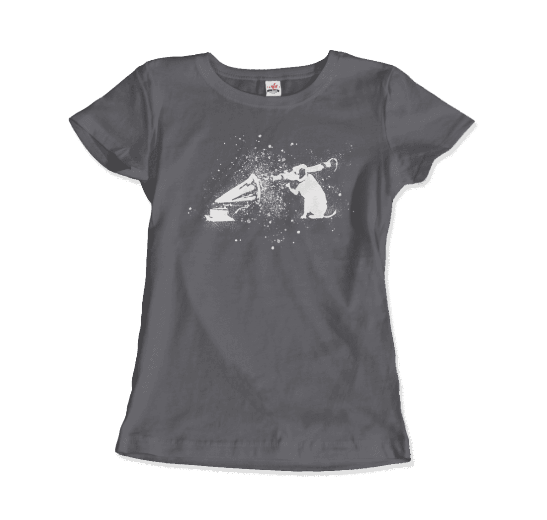 Banksy Rocket Dog (His Master’S Voice) Street Art T-Shirt-Art-O-Rama Shop-Women (Fitted)-Navy-S-Urbanheer