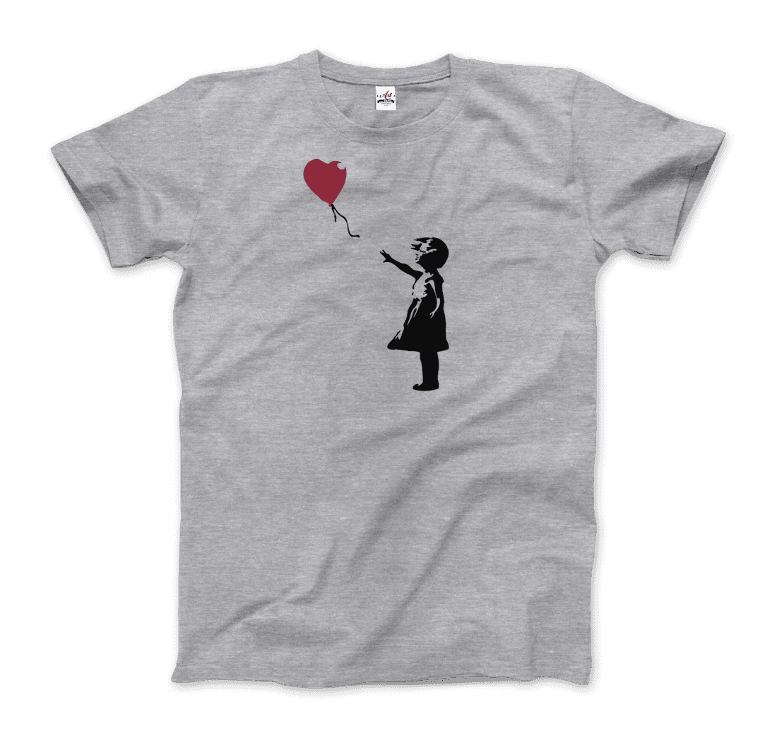 Banksy The Girl With A Red Balloon Artwork T-Shirt-Art-O-Rama Shop-Youth-White-S-Urbanheer