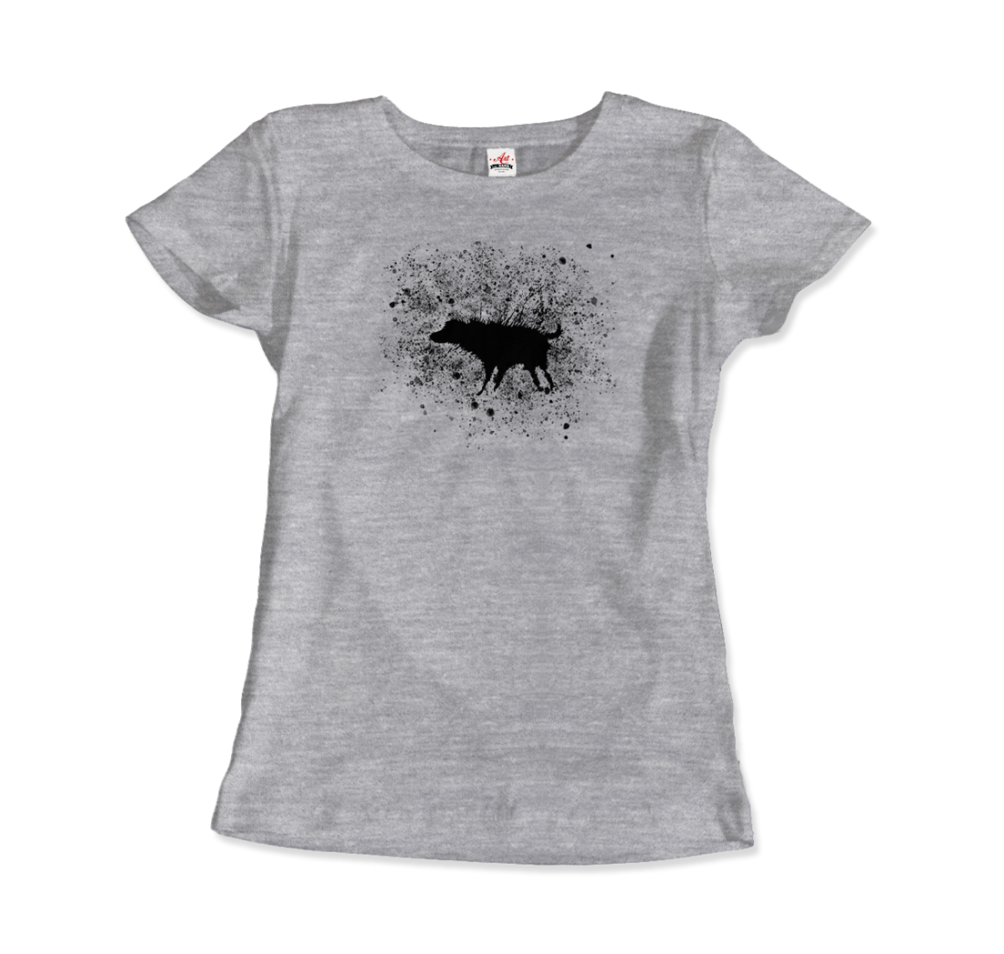 Banksy Wet Dog Splatter 2007 Street Art T-Shirt-Art-O-Rama Shop-Women (Fitted)-Navy-S-Urbanheer