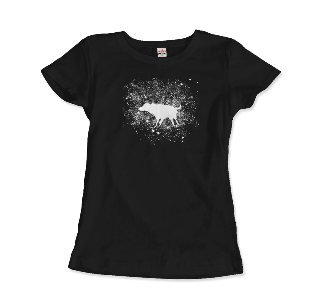 Banksy Wet Dog Splatter 2007 Street Art T-Shirt-Art-O-Rama Shop-Women (Fitted)-Black-S-Urbanheer