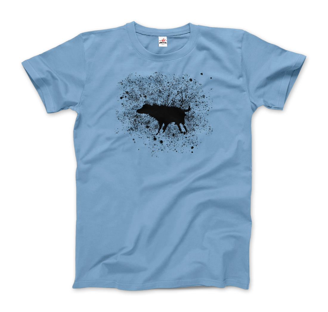 Banksy Wet Dog Splatter 2007 Street Art T-Shirt-Art-O-Rama Shop-Women (Fitted)-Light Blue-S-Urbanheer