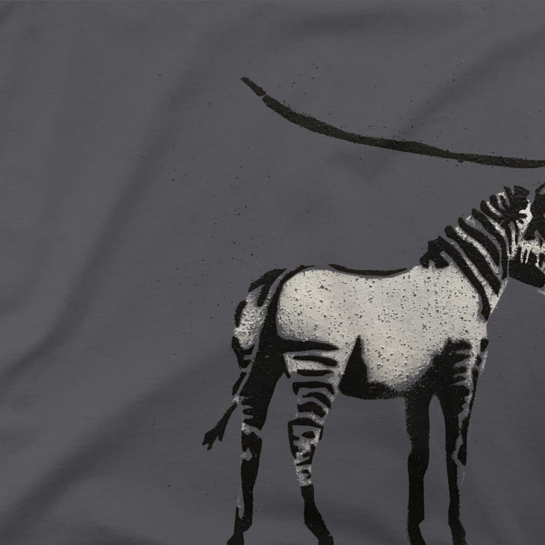 Banksy Zebra Stripes Artwork T-Shirt-T-Shirt-Art-O-Rama Shop-Men (Unisex)-Charcoal-S-Urbanheer