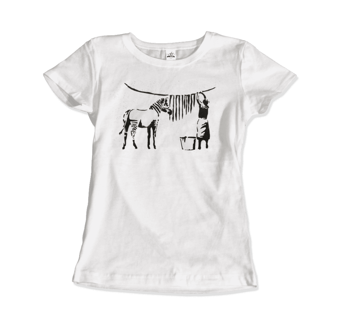 Banksy Zebra Stripes Artwork T-Shirt-T-Shirt-Art-O-Rama Shop-Men (Unisex)-Charcoal-S-Urbanheer