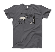 Banksy Zebra Stripes Artwork T-Shirt-T-Shirt-Art-O-Rama Shop-Men (Unisex)-Charcoal-S-Urbanheer