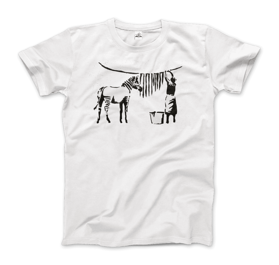 Banksy Zebra Stripes Artwork T-Shirt-T-Shirt-Art-O-Rama Shop-Men (Unisex)-Charcoal-S-Urbanheer