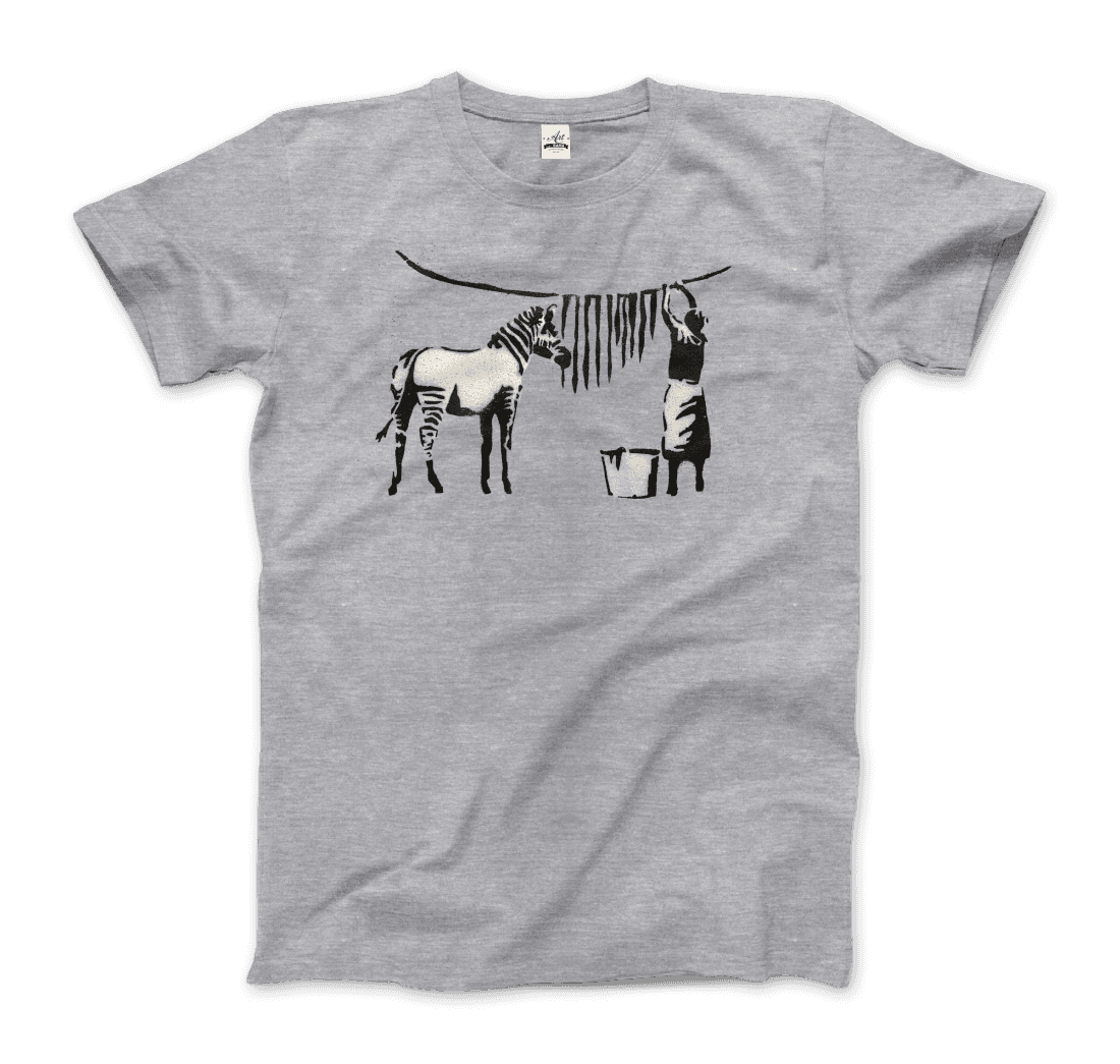 Banksy Zebra Stripes Artwork T-Shirt-T-Shirt-Art-O-Rama Shop-Men (Unisex)-Military Green-S-Urbanheer