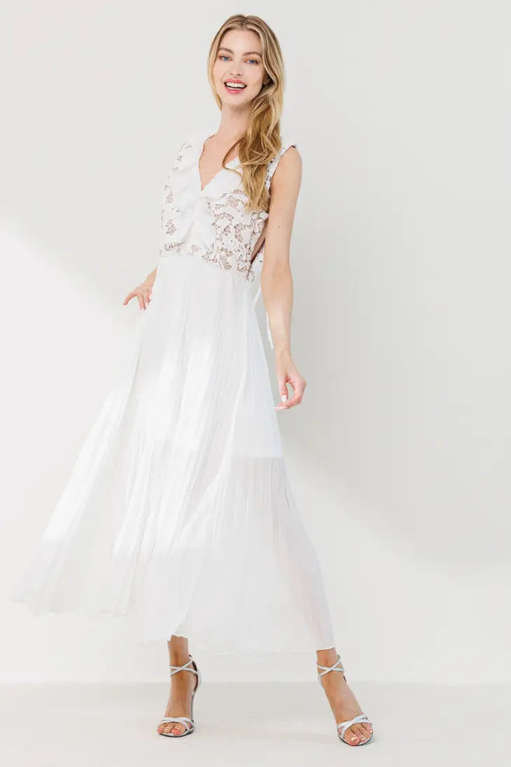 Pleat Detail Fabric Mix Midi Dress-Neon Blush-S-Urbanheer