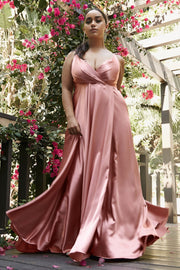 Flowy Satin A-Line Mauve Gown-Nightgown-Tux-USA-M-Mauve-Urbanheer