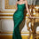 Fitted Satin Slip Fluid Cowl Neck Laced Open Back Plunging Bodice Formal Prom & Bridesmaid Gown CDBD7044-5