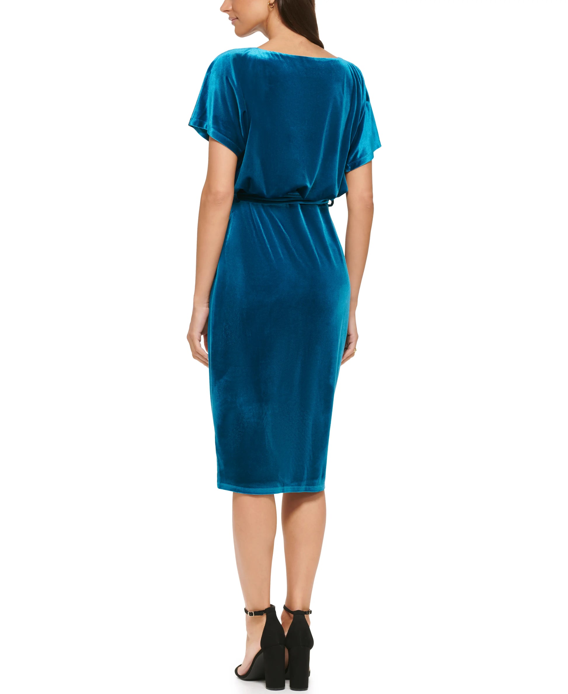 Velvet Blouson Cocktail Dress.-KENSIE-XS-RED-Urbanheer