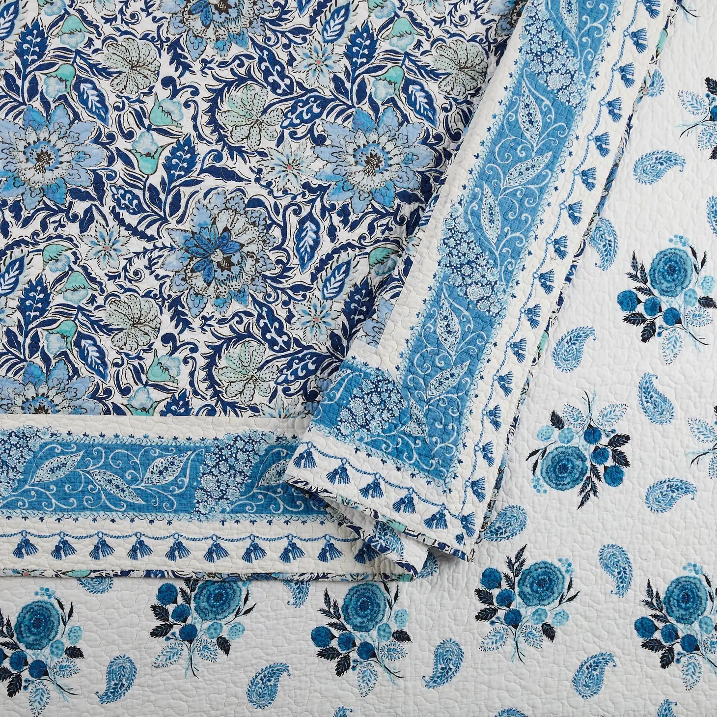 Bisou Floral 3-Piece Quilt Set By Dena Home.-Peking Handicraft-Full/Queen-Urbanheer