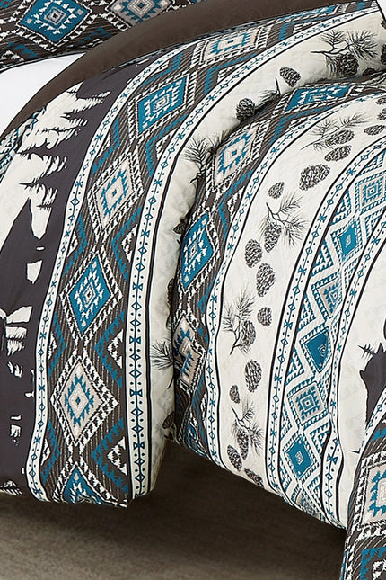 Big Bear Southwest Turquoise Aztec Comforter - 6 Piece Set.-Linen Mart-Urbanheer