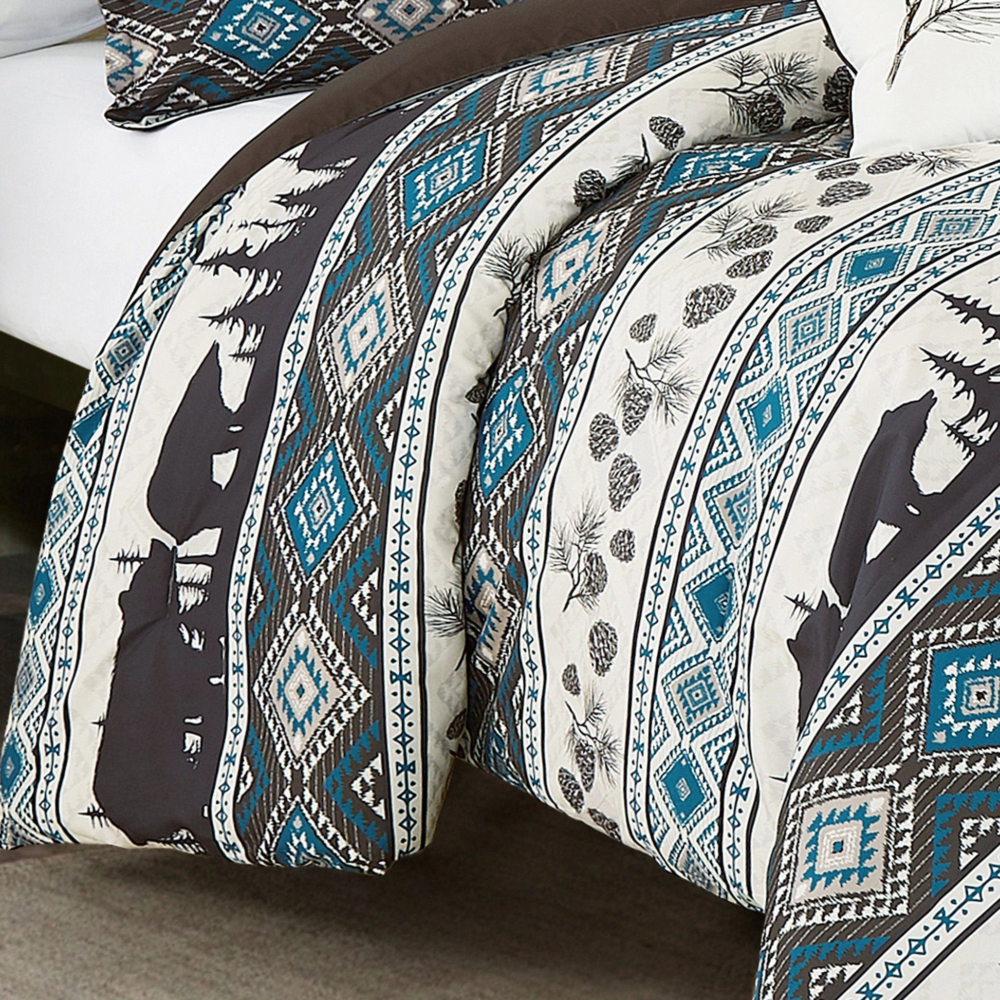 Big Bear Southwest Turquoise Aztec Comforter - 6 Piece Set.-Linen Mart-Twin-Urbanheer