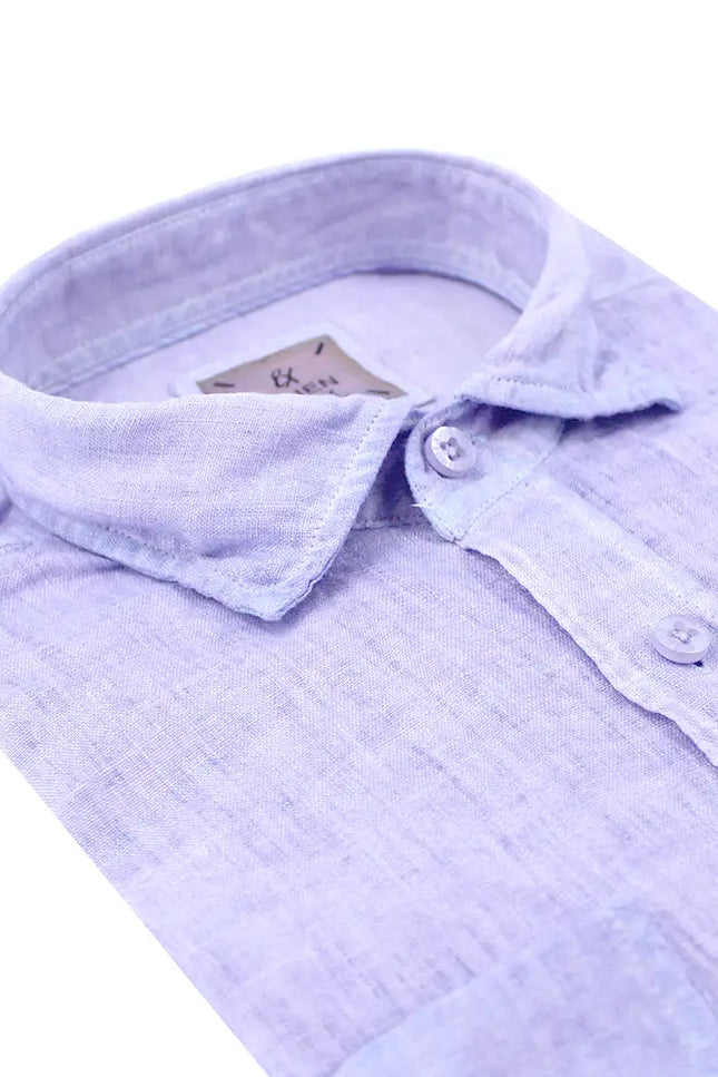 Solid Purple Linen Shirt-Clothing - Men-Eight X-Urbanheer