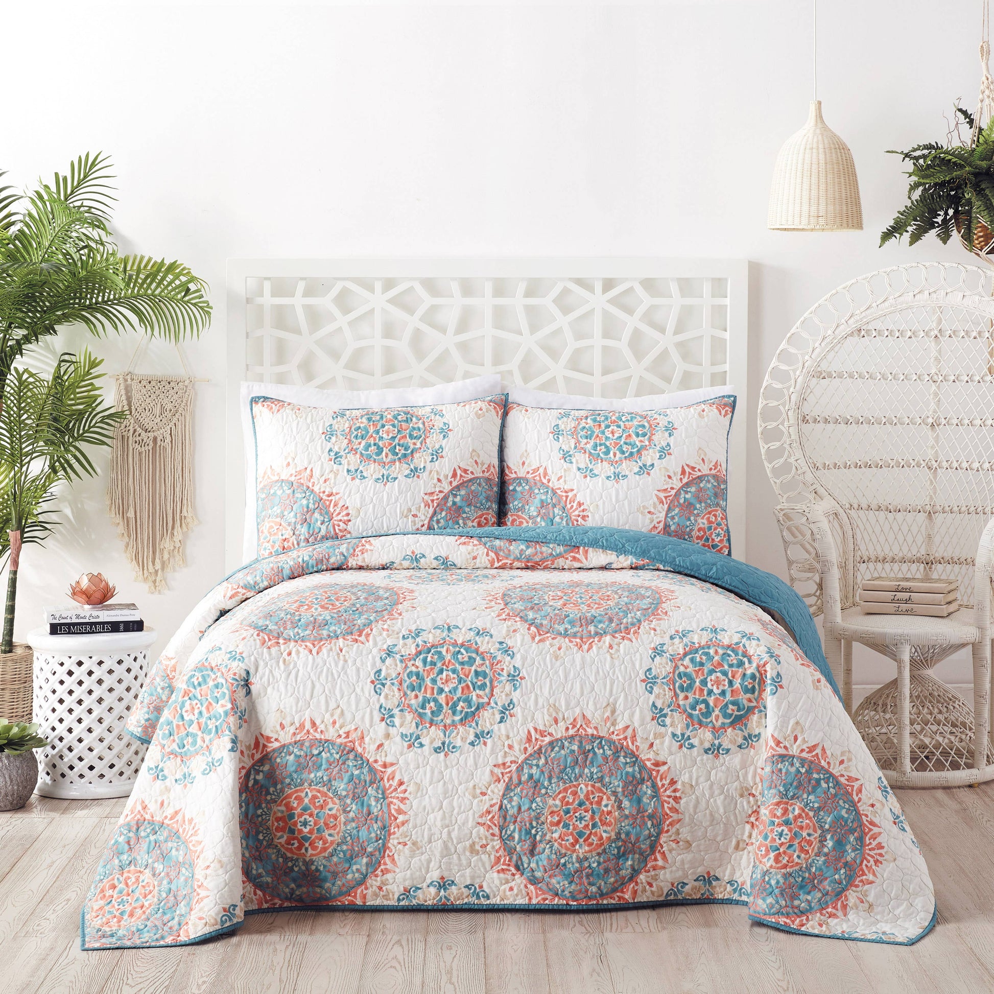 Pompeii Medallion 3-Piece Quilt Set By Jessica Simpson-Peking Handicraft-Urbanheer