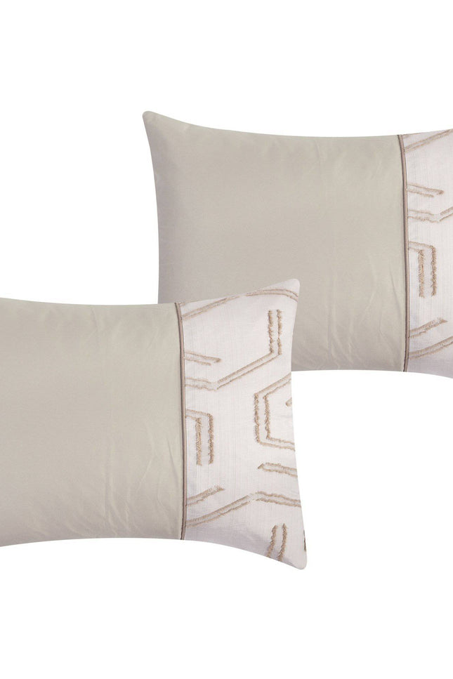 Libra Contemporary Jacquard Taupe Comforter Set - 7 Piece Set.-linen mart-Urbanheer