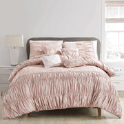 Ultra Soft Ruffle Pink Pleated Comforter - 7 Piece Set-linen mart-King-Urbanheer