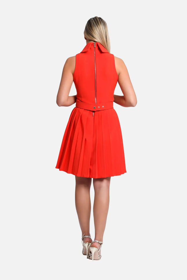 Laura Sleeveless Dress - Red-Avoure Couture-Urbanheer