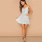 Black And White Backless Knot Detail Fit And Flare Cami Dress Women Sleeveless Casual Summer Spaghetti Strap Dresses-UHXC-Black and White-XS-Urbanheer
