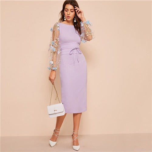 Black Applique Embroidered Mesh Sleeve-UHXV-Black-XS-Urbanheer