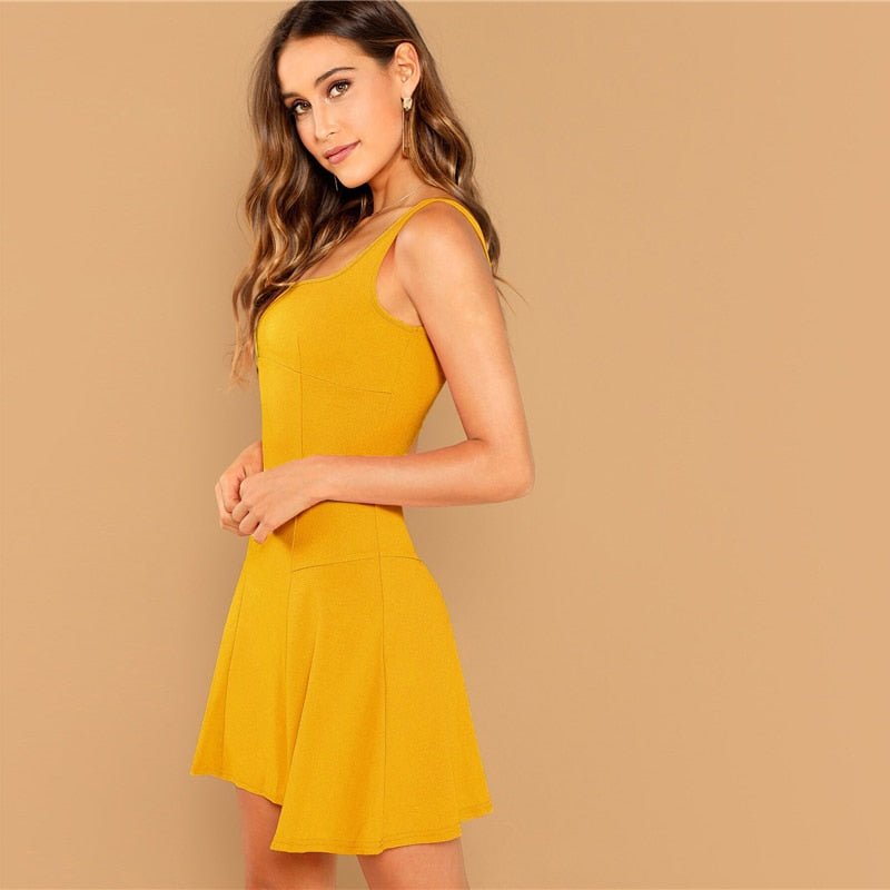 Black Fit And Flare Solid Dress Elegant-UHXV-Black-XS-Urbanheer