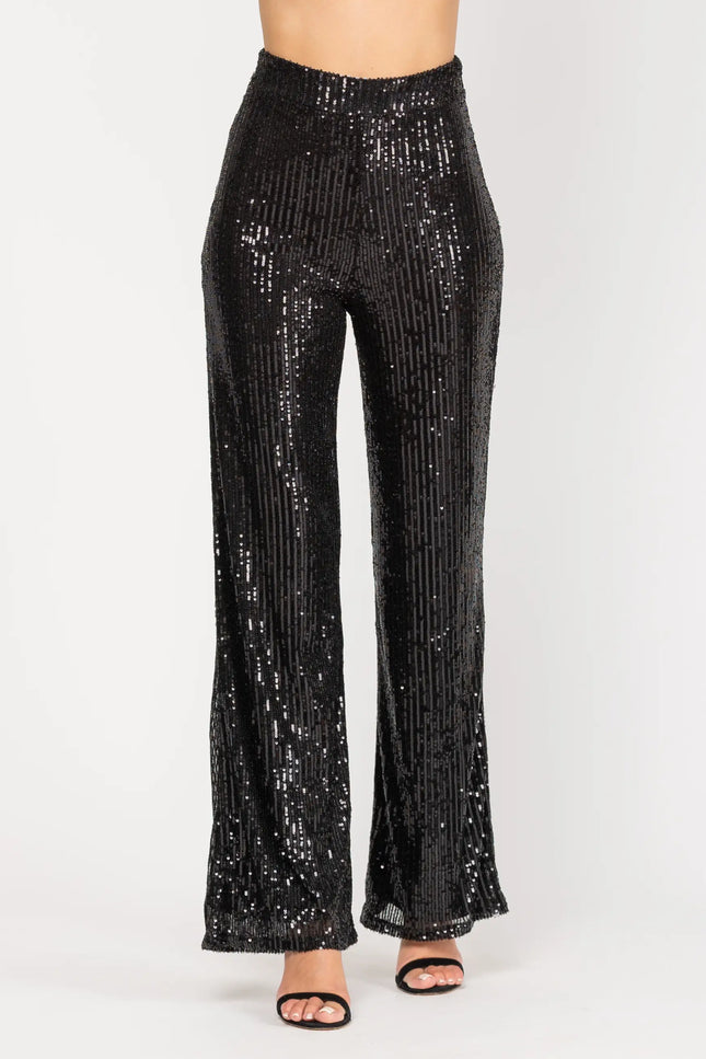 Wide Sequin Trousers With Side Zip-Tantra-Urbanheer