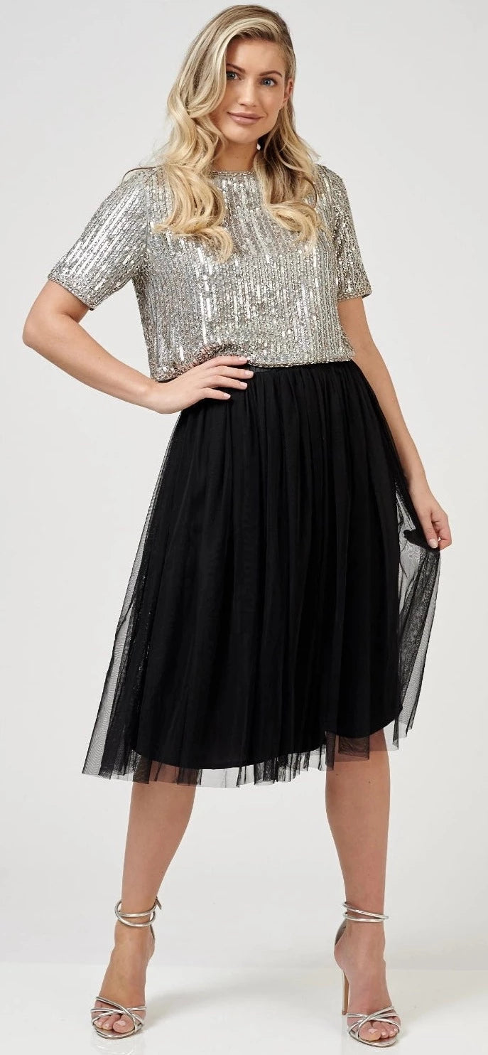 Beatle Grey Bridesmaid Top.-lace and beads-UK 8-Urbanheer