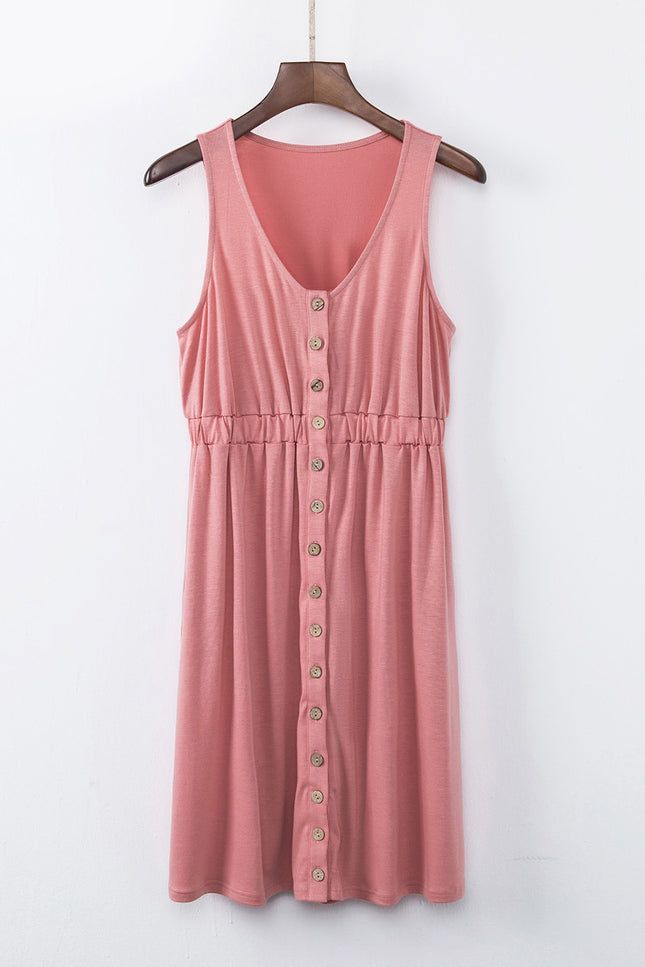 Sleeveless Button Down Mini Dress-UHX-Urbanheer