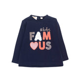 Girl's t-shirt in stretch cotton fabric in navy.