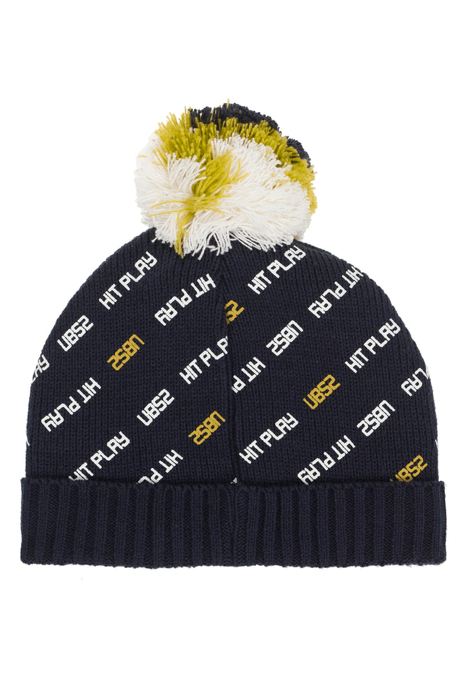 Navy Blue Boy'S Hat With Print And Tassel-UBS2-Urbanheer