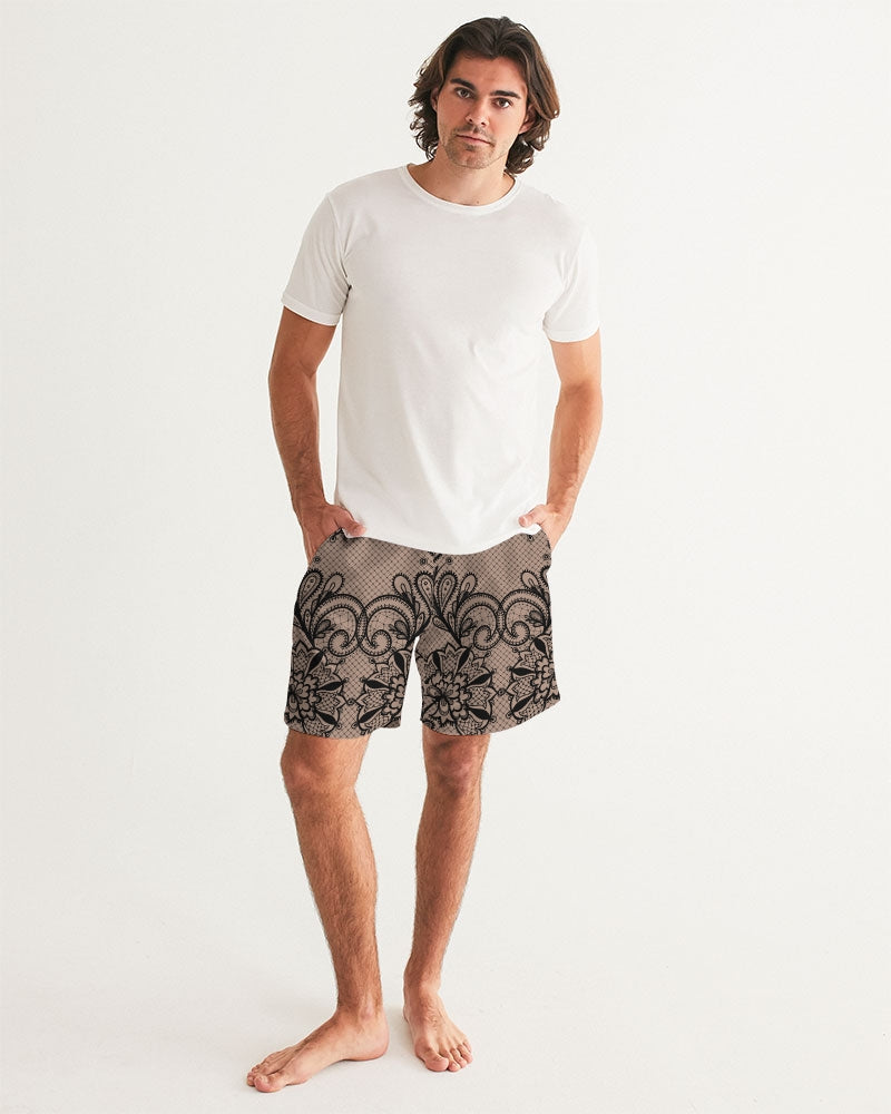 Black & Nude Lace Men'S Swim Trunk-Kin Custom-XS-Urbanheer