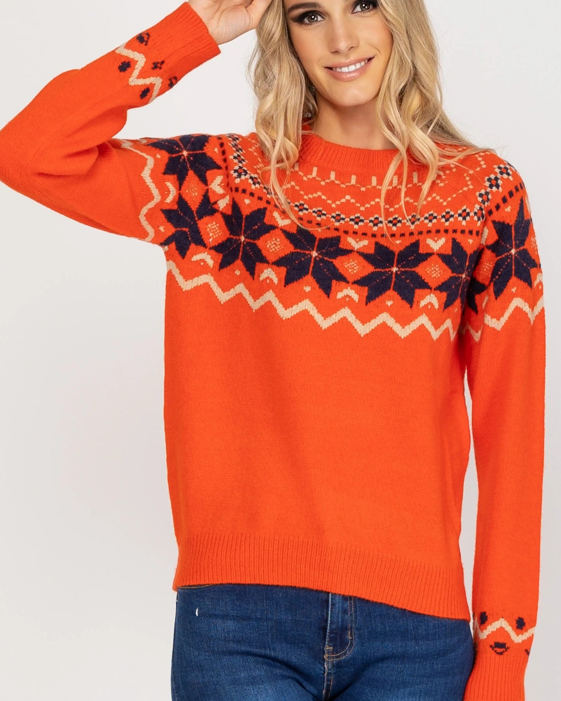 Knitted Jumper With Geometric Print.-Tantra-S-Urbanheer