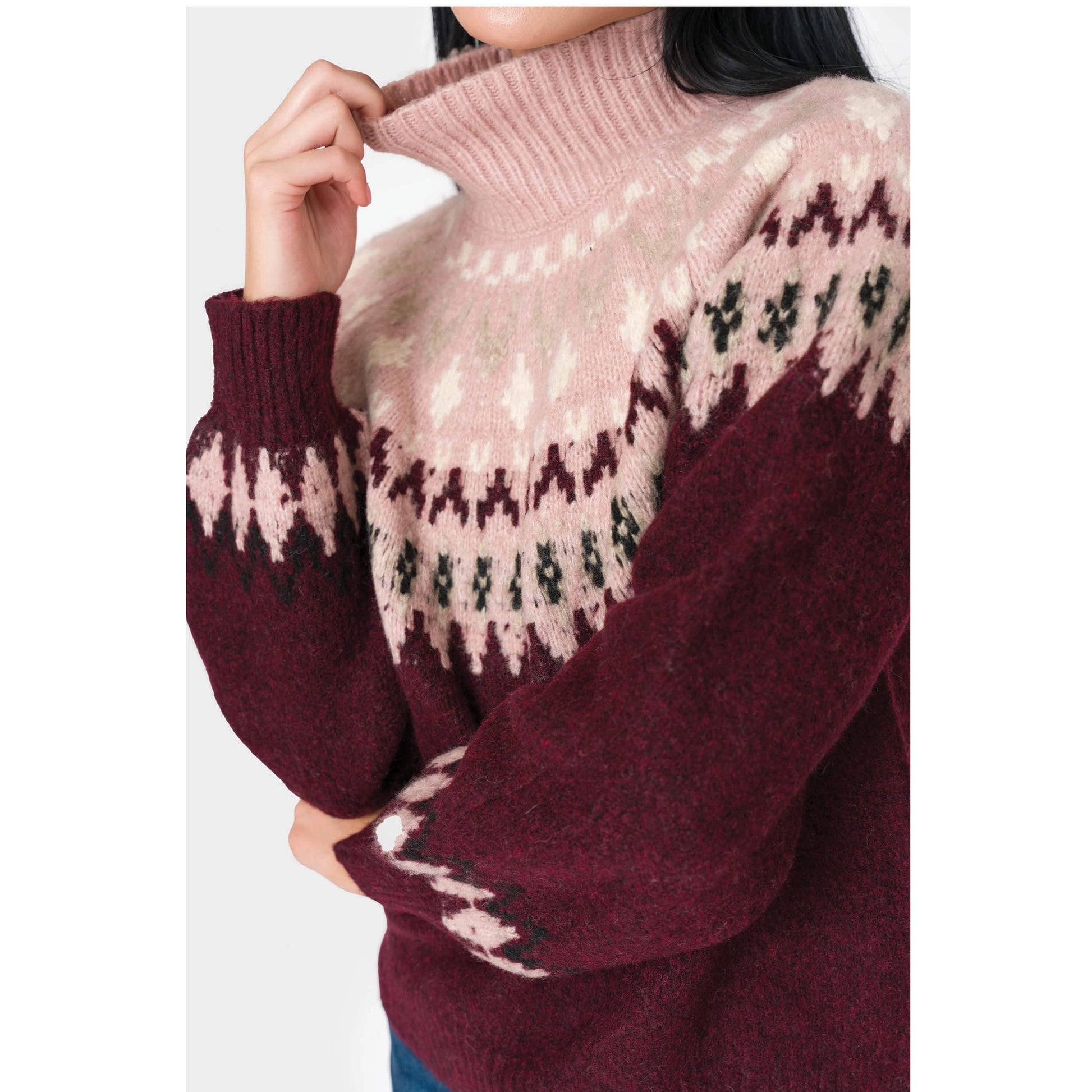Mock Neck Fair Isle Sweater-Gibsonlook-XXS-Urbanheer