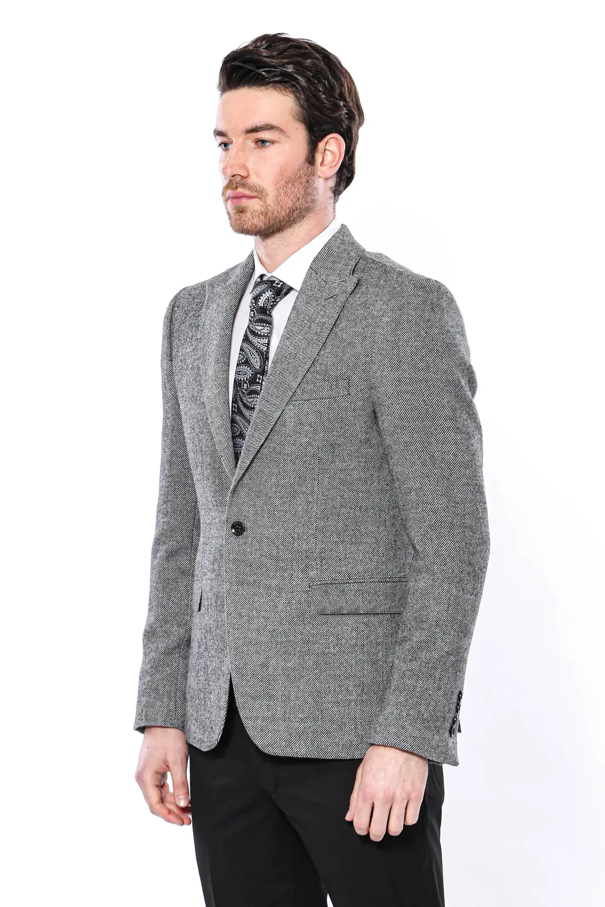 Peak Lapel Grey Blazer-Clothing-Wessi-36-Grey-Urbanheer