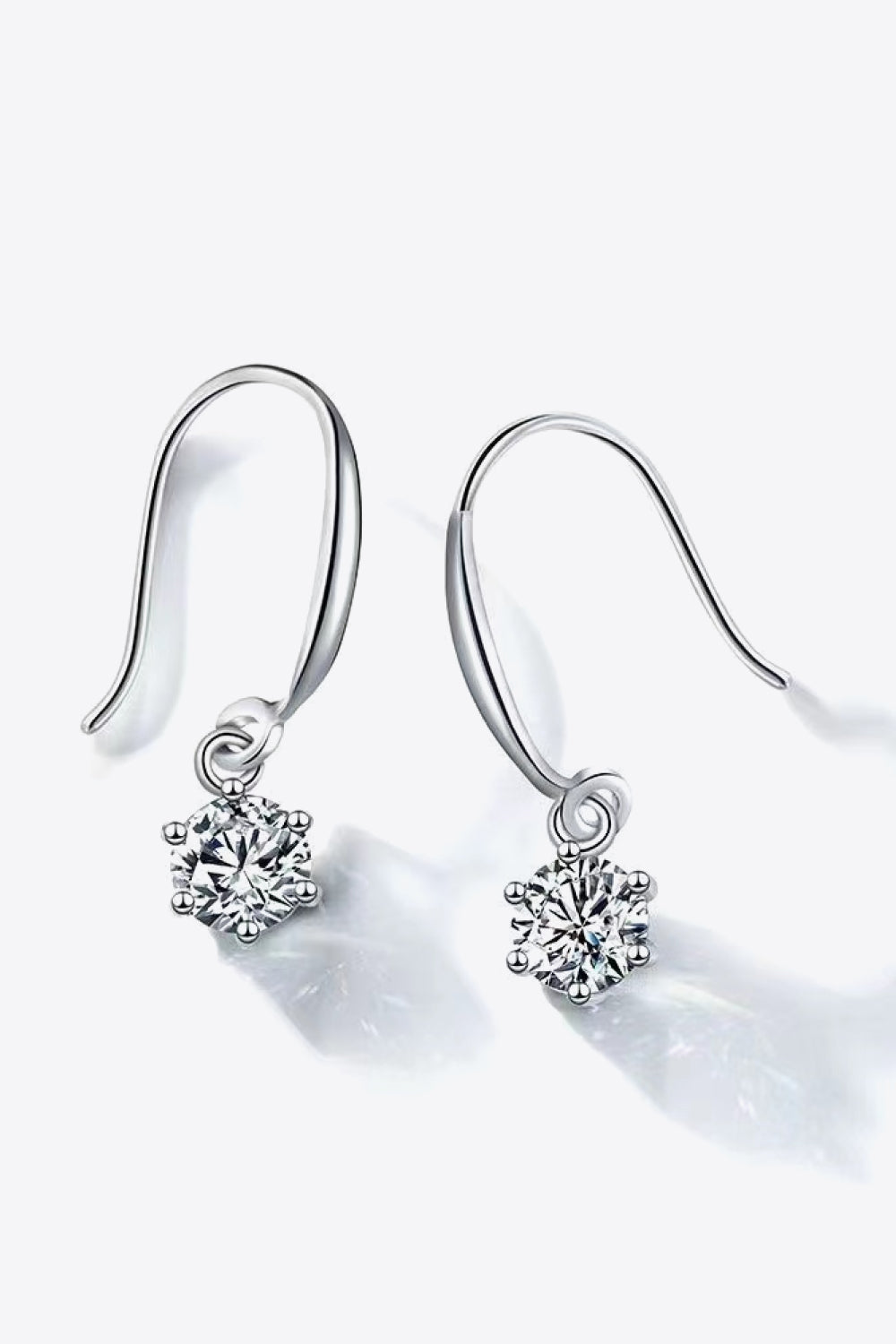 2 Carat Moissanite 6-Prong Drop Earrings-Street 360-Silver-One Size-Urbanheer