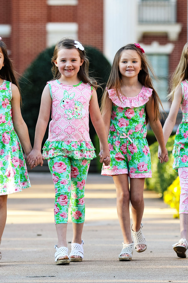 Annloren Little Big Girls Jumpsuit Shabby Chic Floral Spring Summer Romper Sizes 2/3T - 11/12